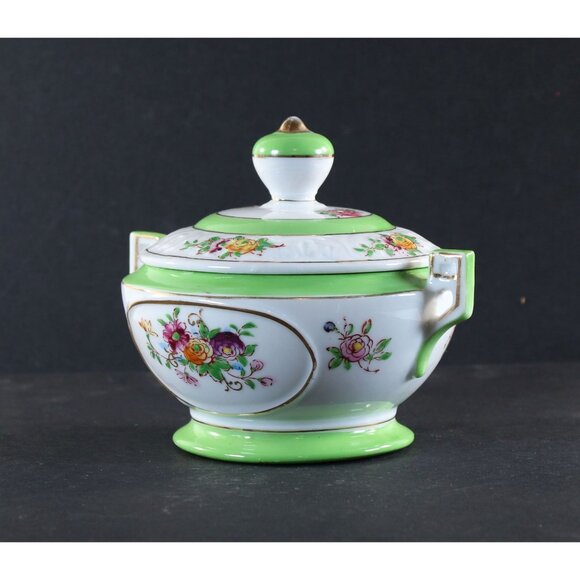 Very Unique Sugar Bowl Made in Japan 24k Gold Trim Rose Pattern 1950s GC - Picture 2 of 13